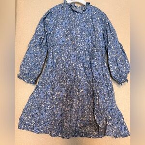 Elegant Blue Floral Kids Dress
